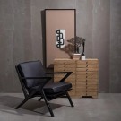 Lenestol sort teak tre-skinn 78x64x75 thumbnail
