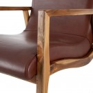ARMCHAIR BROWN TEAK WOOD-LEATHER ROOM 65 X 76 X 83 CM thumbnail