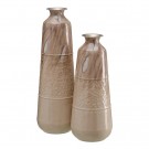 Vase i beige metall 28x28x68 thumbnail