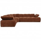 WOOOD MOJO CORNER SOFA LEFT WOVEN RIB FABRIC RUST BROWN thumbnail