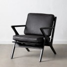 Lenestol Sort skinn - teak  78 X 64 X 75 CM thumbnail