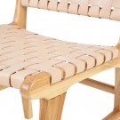 Spisestol beige teak tre-skinn 50x56x87 thumbnail