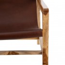 DENZZO Lenestol brunt teak tre skinn 69x82x82 thumbnail
