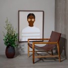 DENZZO Lenestol brunt teak tre skinn 69x82x82 thumbnail