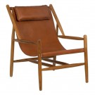 Lenestol brunt teak tre skinn 70x82x88 thumbnail