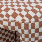 WOOOD CHARLIE UPHOLSTERED STOOL CHECKERED PATTERN ORANGE thumbnail