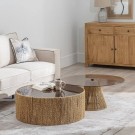 MAIN TABLE GLASS-NATURAL FIBER ROOM 80 X 80 X 35 CM thumbnail