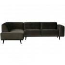 WOOOD STATEMENT CORNER SOFA LEFT VELVET WARM GREEN thumbnail