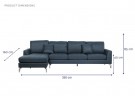 COUCH POLYESTER METAL 300X160X85 BLUE thumbnail
