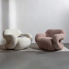 WOOOD FOLKE ARMCHAIR CHENILLE 2 farger Natur og old pink thumbnail