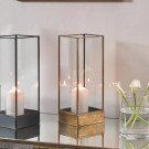 ANTIQUE BRASS METAL AND GLASS SQUARE LANTERN SMALL thumbnail