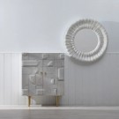 Garderobeskap hvit-gull tre/metall 92x43x116 thumbnail