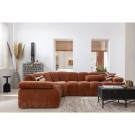WOOOD MOJO CORNER SOFA LEFT WOVEN RIB FABRIC RUST BROWN thumbnail