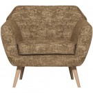 WOOOD ROCCO ARMCHAIR IN CHENILLE FABRIC - CARAMEL  thumbnail