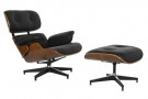 ARMCHAIR SET 2 WALNUT PU 89X87X79 FOOTREST BLACK thumbnail