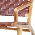 Lenestol brunt teak tre skinn 66x97x90 thumbnail