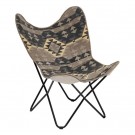 Lenestol sort-taupe stoff-metall 75x75x95 thumbnail