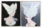 2 Bilder i sett ALUMINIUM 60X3X80 WOMAN FEATHERS thumbnail