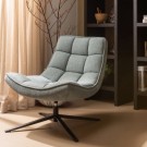 WOOOD MAUDI SWIVEL ARMCHAIR IN POLYESTER - COLOR: LIGHT STONE BLUE thumbnail