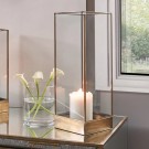 ANTIQUE BRASS METAL AND GLASS SQUARE LANTERN LARGE thumbnail