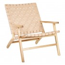 Lenestol beige teak tre-skinn 74x78x75 thumbnail