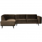 WOOOD STATEMENT CORNER SOFA LEFT VELVET TAUPE thumbnail