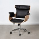 Kontorstol med 5 trinser - NATURAL-BLACK 68 X 62 X 85 CM thumbnail