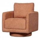 WOOOD OSCAR SWIVEL ARMCHAIR IN COARSE FABRIC - SALMON  thumbnail