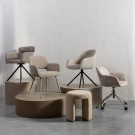 WOOOD FENNE SWIVEL DINING CHAIR WOVEN FABRIC NATURAL thumbnail