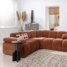 WOOOD MOJO CORNER SOFA LEFT WOVEN RIB FABRIC RUST BROWN thumbnail