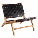Lenestol svart teak tre skinn87x83x66 thumbnail