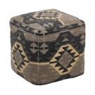Puff svart-taupe stoffdekorering 45x45x45 thumbnail