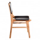 Spisestol svart teak tre-skinn 50x52x83 thumbnail