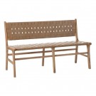 Sittebenk beige teak tre-skinn 140x59x89 thumbnail