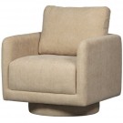 WOOOD OSCAR SWIVEL ARMCHAIR IN CHENILLE FABRIC - NATURAL  thumbnail