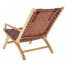 Lenestol brunt teak tre skinn 66x97x90 thumbnail