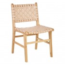 Spisestol beige teak tre-skinn 50x56x87 thumbnail