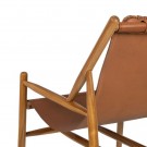 Lenestol brunt teak tre skinn 70x82x88 thumbnail
