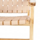 Lenestol beige teak tre-skinn 74x78x75 thumbnail