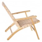 Lenestol beige teak tre-skinn 74x78x75 thumbnail
