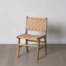 Spisestol beige teak tre-skinn 50x56x87 thumbnail