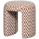 WOOOD CHARLIE UPHOLSTERED STOOL CHECKERED PATTERN ORANGE thumbnail