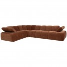 WOOOD MOJO CORNER SOFA LEFT WOVEN RIB FABRIC RUST BROWN thumbnail