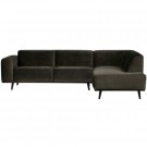 WOOOD STATEMENT CORNER SOFA RIGHT VELVET WARM GREEN thumbnail