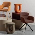 WOOOD FENNE SWIVEL DINING CHAIR WOVEN FABRIC CHESTNUT thumbnail
