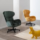 ARMCHAIR REVOLVING MUSTARD / GREEN FABRIC-METAL 78 X 84,50 X 104,50 thumbnail