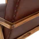 ARMCHAIR BROWN TEAK WOOD-LEATHER ROOM 65 X 76 X 83 CM thumbnail