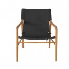 Beja stol med armlene Teak / skinn sort. thumbnail