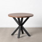 Moderne rundt spisebord i brun-svart MDF og metall – 90x90 cm | Perfekt for kjøkken og stue