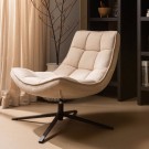 WOOOD MAUDI SWIVEL ARMCHAIR IN POLYESTER FABRIC - NATURAL  thumbnail